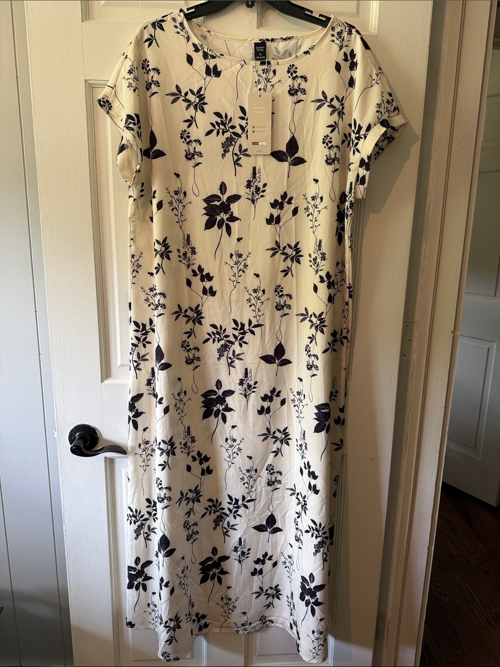 H&M Cream Maxi Dress with Black Floral Print